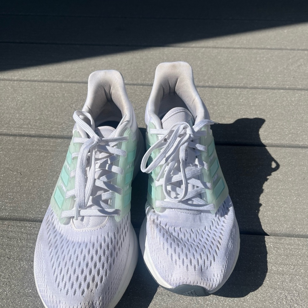 adidas Women’s White & Mint Bounce Running Sneakers - Picture 2 of 6
